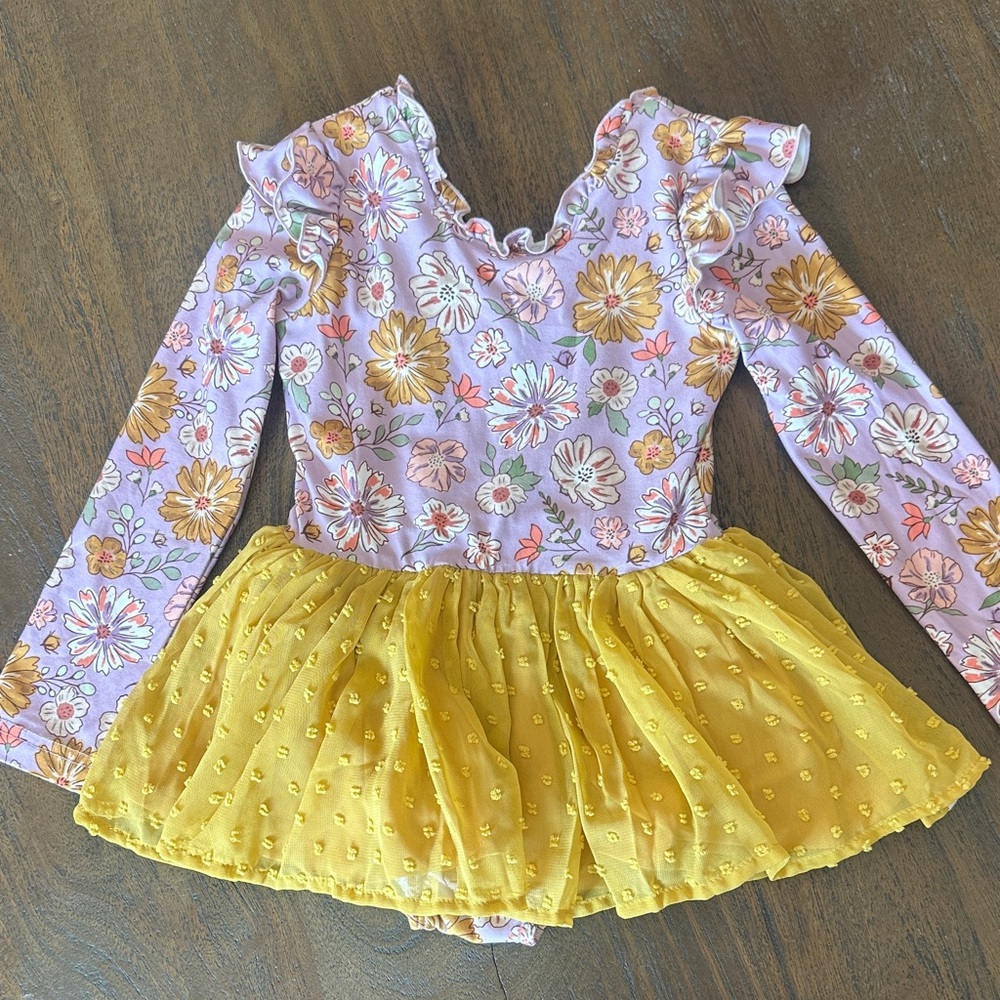 Cheeky Plum Floral Dance Costume with Yellow Skirt